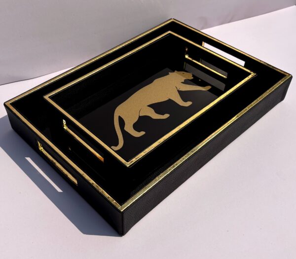 Black Leopard Print Serving Trays  [ SET OF 2 ] - Image 2